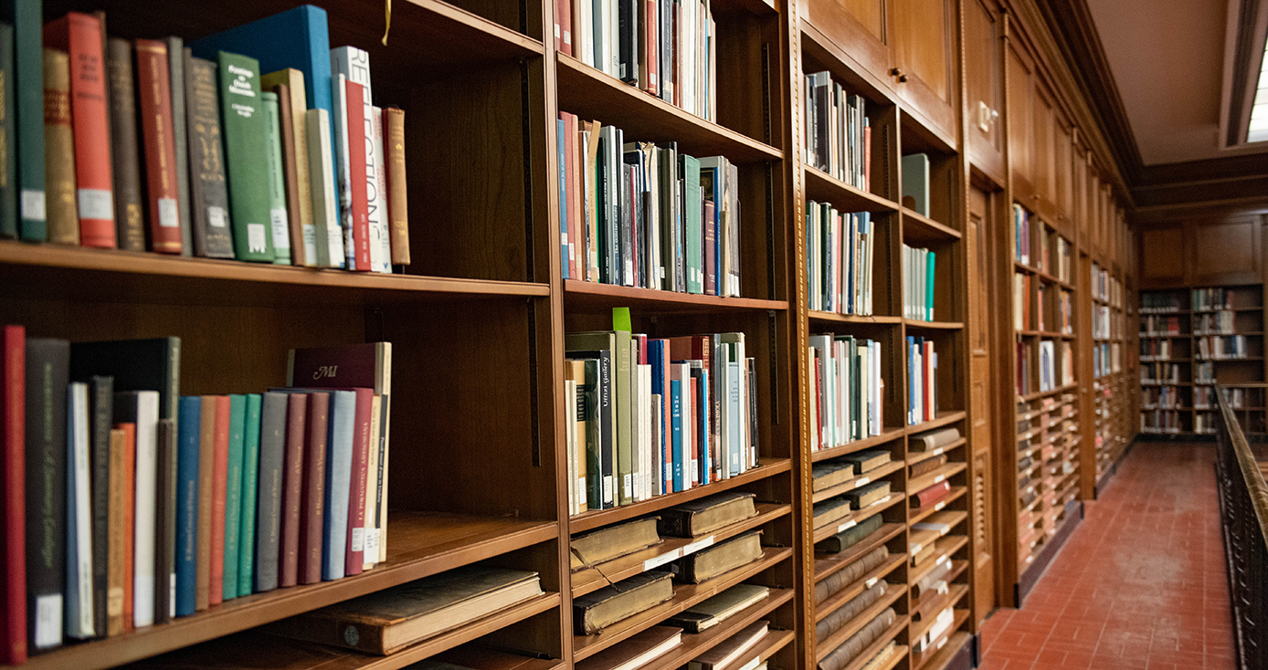 A library shelf filled with books