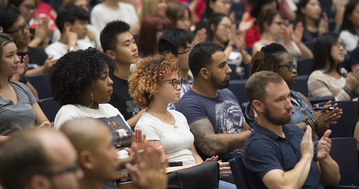 students in an auditorium