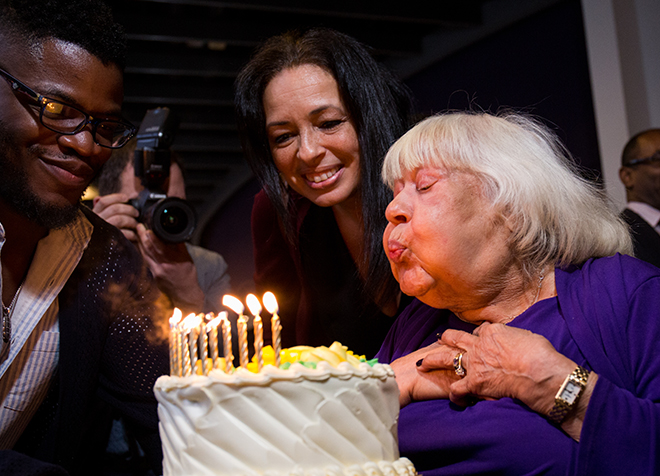 Hewitt blowing out birthday candles