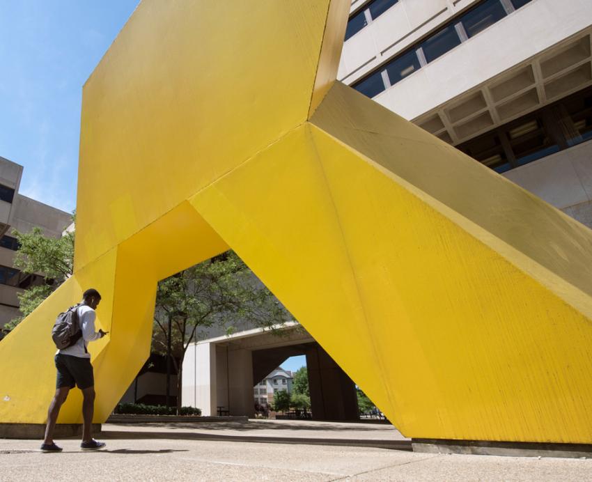 Posvar Hall Yellow Sculpture