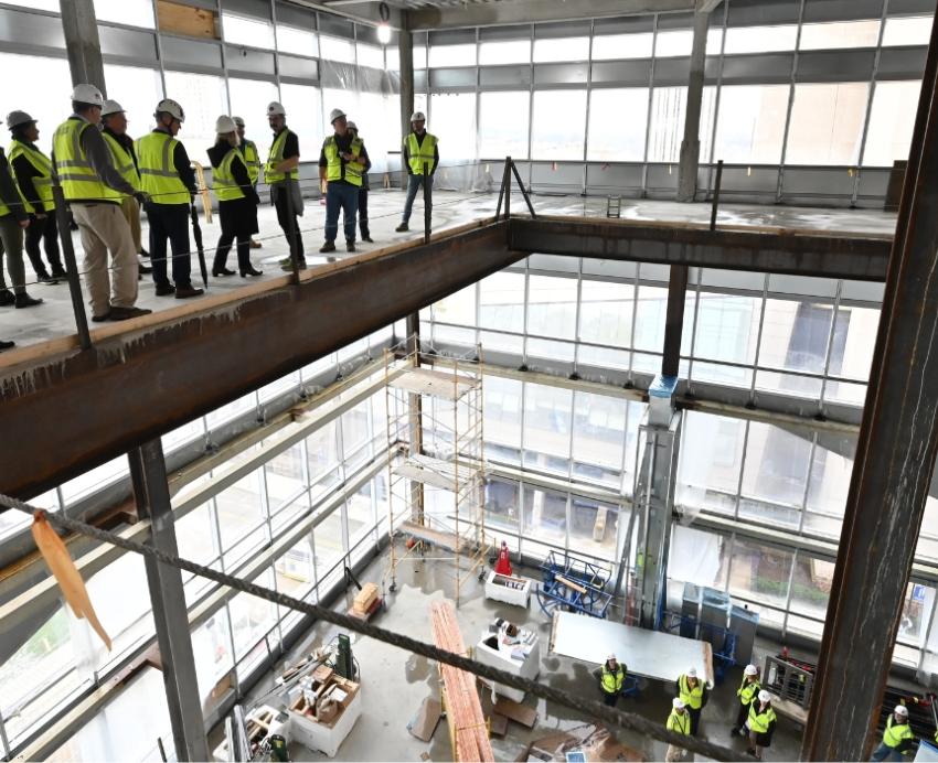 Campus Recreation and Wellness Center construction update tour with facilities and Business and Operations, April 2, 2024